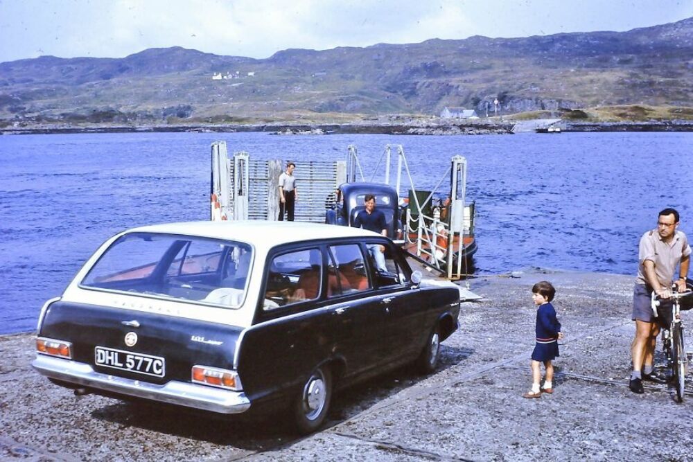 Looking north to Kylestrome: Kylesku Ferry in 1966. The ferry was replaced by Kylesku Bridge, which opened in 1984.